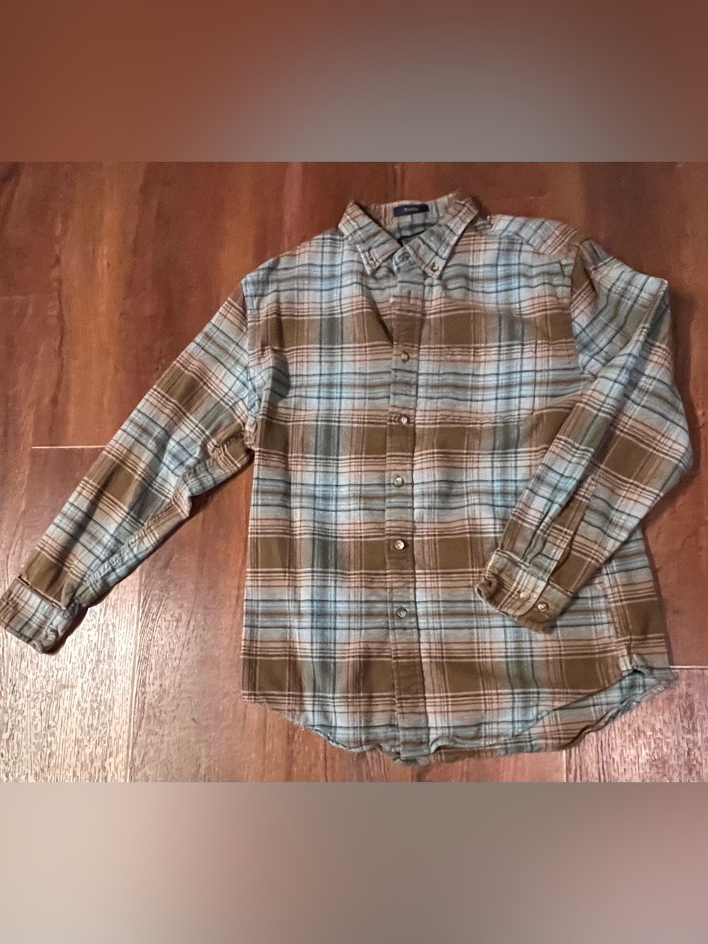 Pendleton Mason Brown Blue Plaid Flannel Button Down Long Sleeve Men’s Medium
